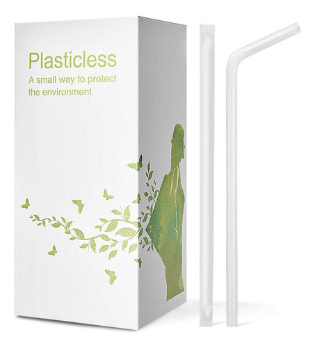 200 Count 100% Plant-based Wrapped Compostable Straws - P...