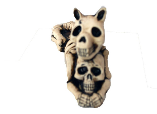 Gato Huesos Figura  Resina Dia De Muertos Hallowen Huesos M2