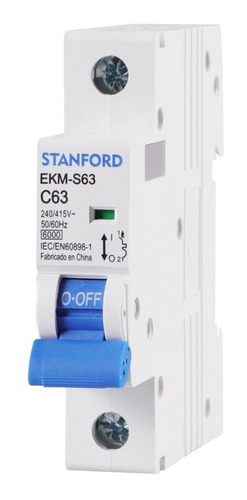 Interruptor Automatico 1p 63a Stanford 6ka C 1x63a Sec