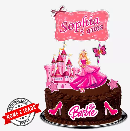 Topo de bolo Barbie Princesa 💕 #papelariapersonalizada
