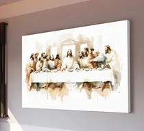 Comprar Cuadros Última Cena Lienzo Canvas Estilo Oleo Arte Religioso Color Sacramento Armazón Bastidor Madera