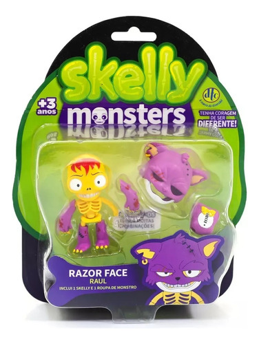 Brinquedo Skelly Monsters Figura Razor Face Raul Dtc 5041