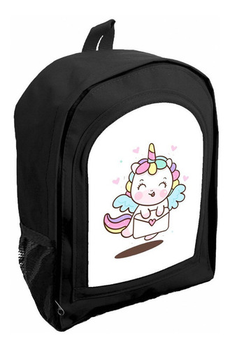 Mochila Negra Nena Jardin/ Preescolar Unicornio Ar41