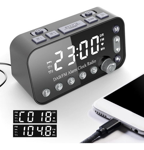 Com O Rádio-relógio Fm/dab Dual Usb Radio De Grande Volume