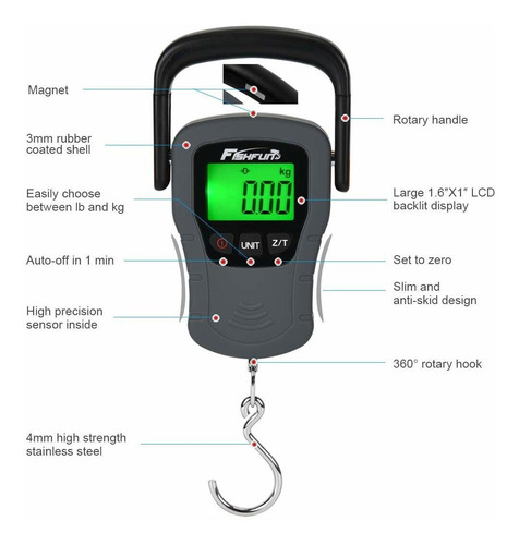 Balanza Electrónica Portátil Digital Colgante Fishfun