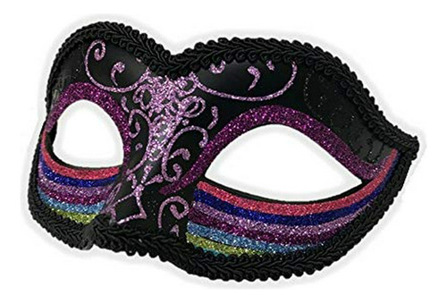 Glittery Rainbow Half Eye Mask Masquerade Pride Parade Costu