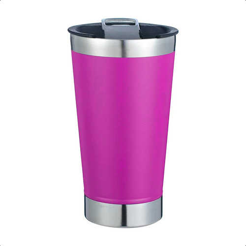Vaso Térmico De Acero Inoxidable Cervecero Fucsia Liso