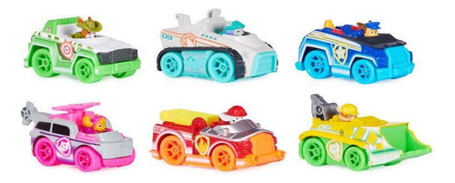Paw Patrol True Metal Neón Rescue Vehicle Gift Pack 6 Autos