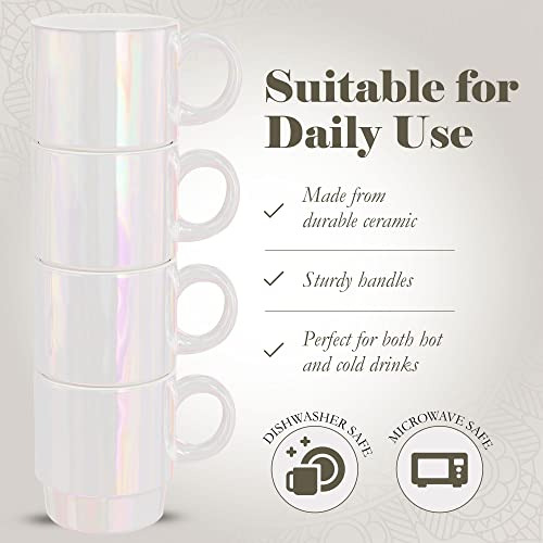 Juego 4 Tazas Café Cerámica Apilables Con Estante