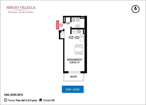 Imagen 2 de 9 de San Juan 3800 - Monoambiente En Venta - Rosario