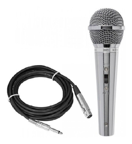 Microfone M-1138 Prata Metal Cabo 4,5m Metros Mxt Tipo Sure