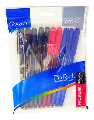 10 Boligrafos Plumas Pin Point Colores Basicos 0.7mm Azor