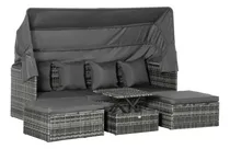 Comprar Camastro Exterior Muebles 4 Piezas Gris Toldo Retractil
