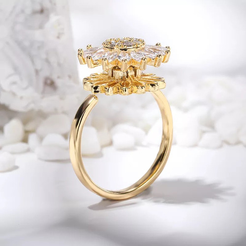 Anillo Giratorio En Girasol De Cristal, Antiestrés, Ansiedad
