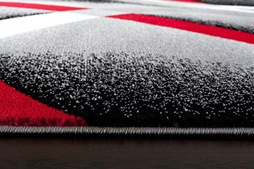 2305 Gris Negro Rojo Blanco Remolinos 52 X72 Alfombra Alfomb