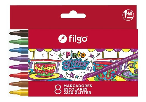 Marcador Marcadores Filgo Pinto Glitter / Brillo Largo X 8 U