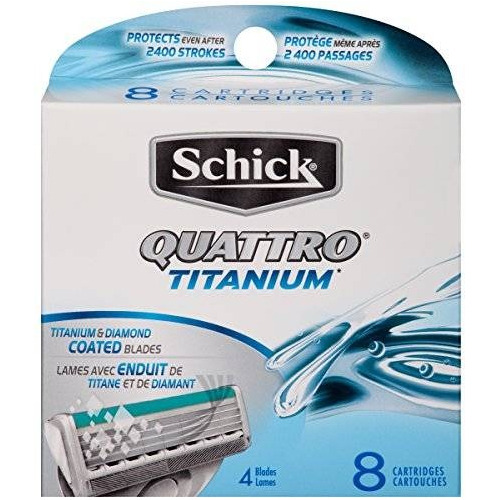 Schick Quattro Titanium Razor Recambios Hoja Hombres - 8 Con