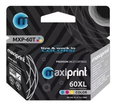 Cartucho De Tinta Maxiprint Compatible Con Hp 60 Xl Tricolor