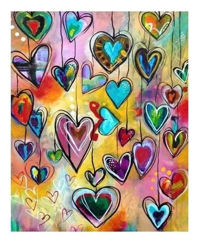 Bordado 5d Pintura Diamante - Corazones Alegres 30x40 Diy