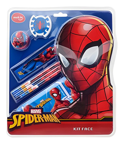 Kit Face Spider-man Molin Homem-aranha 7 Peças - Escolar