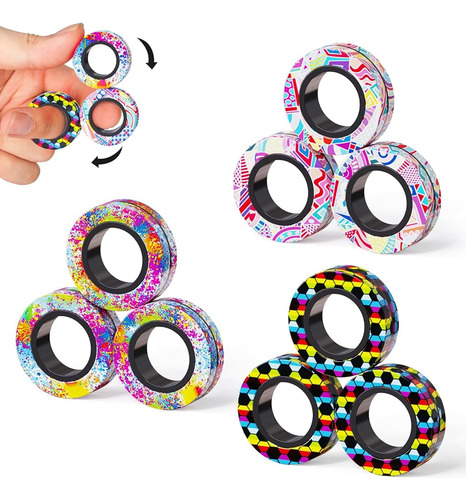 Juego Para Adultos De 9 Piezas De Anillos Magnéticos Fidget 