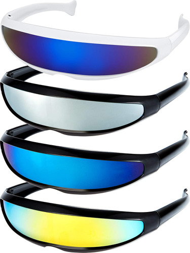 4 Pares De Gafas De Sol De Ciclope Estrechas Futuristas Gaf