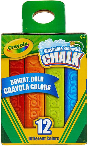 Crayola Lavable Tiza, 12 Colores Clásicos De Exteriores Párr