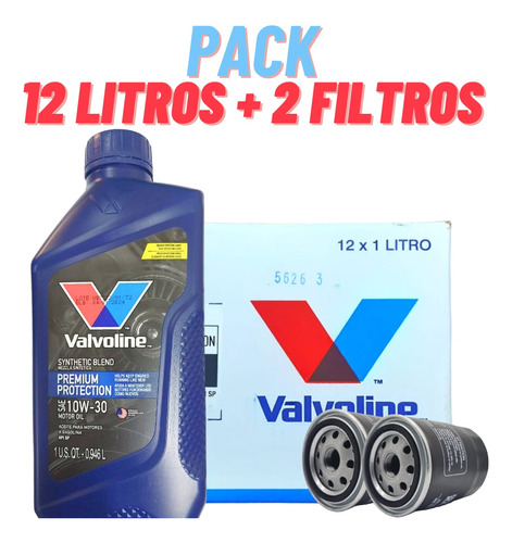 Aceite 10w30 Semi Sintetico Valvoline Pack 12lts + 2filtros