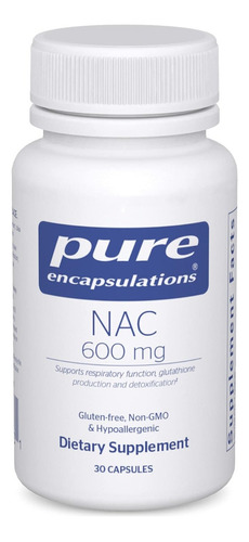 N-acetil-l-cisteína 600 Mg Pure Encapsulations 30 Cápsulas