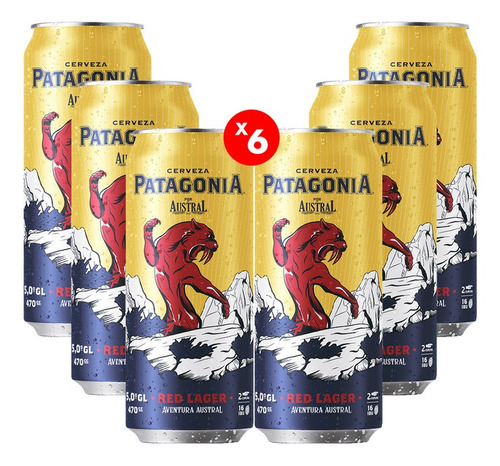 Austral Patagonia Red Lager Lata 470cc (  6 Unidades )-super