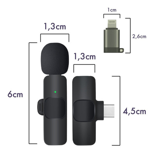 Microfono Corbatero Inalambrico Compatible iPhone Celular Color Negro