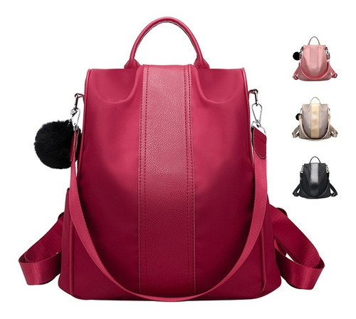 Mochila Impermeable De Nylon Antirrobo Para Mujeres