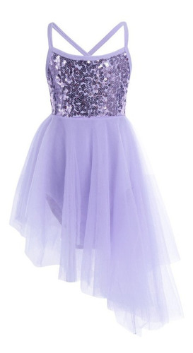Imagem 1 de 6 de Vestido Infantil Ballet Bailarina Luxo Saia Assimétrica Tule