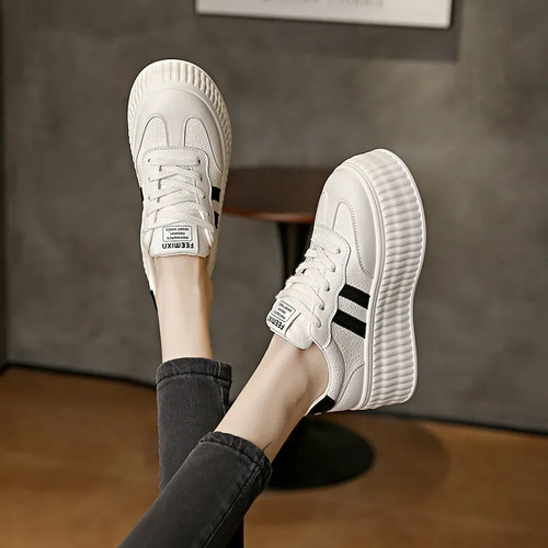 Zapatillas Con Plataforma Para Mujer, Zapatos De Tabla Casuales A La Moda