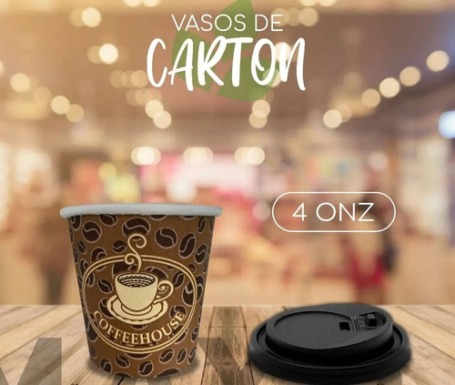 Vasos De Cartón 4 Onzas Con Tapas Para Café 
