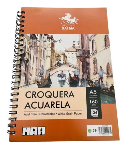 Croquera Acuarela Baima A5 24 Hojas 160grs