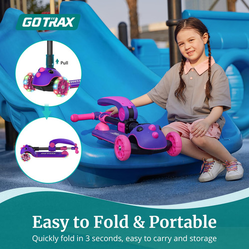 Patinete Plegable Para Niños Con Asiento Extraíble Y 3 Rueda