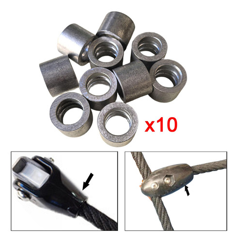 10 Piezas De Manga De Bucle De Aluminio De Aluminio Férulas