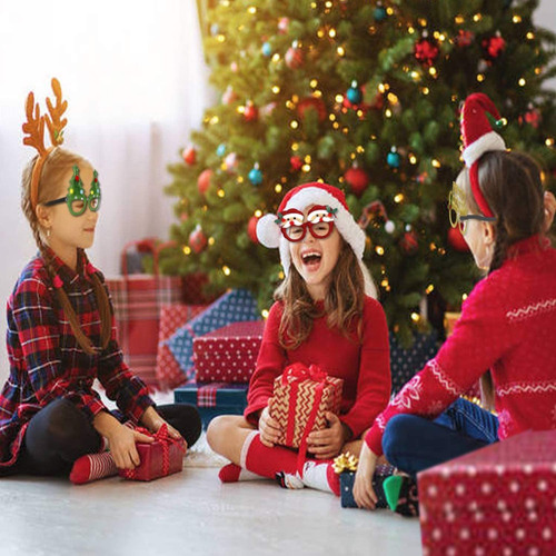 WILLBOND 12 Cintas de Pelo Diademas de Navidad Gafas de Marcos de Fiesta de Navidad Diademas de Papá Noel Navideño para Decoración de Año Nuevo de Fiesta de Vavación de Navidad 