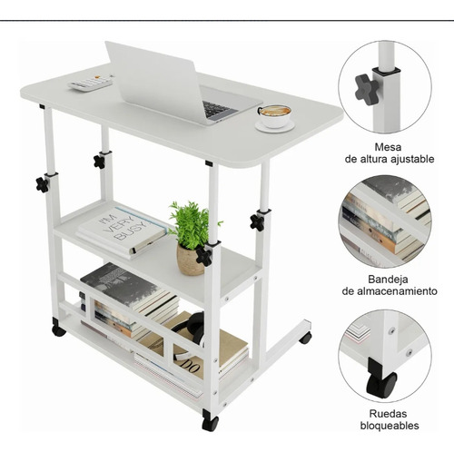 Mesa Lateralesmesa Para Laptop Con Ruedas Altura Ajustable