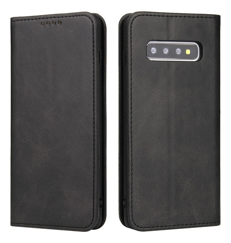 Funda Case Para Samsung S10 Plus Flip Cover Negro Antishock