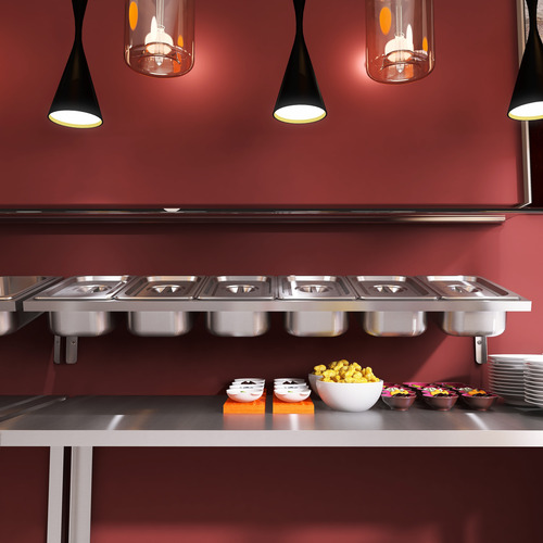 Condimentadora Com Tampa Inox De Mesa Pizzaria 6 Cubas
