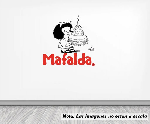 Vinil Sticker Pared 90cm Mafalda Pastel Cumpleaños 39