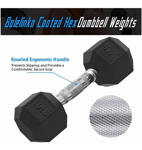 Imagen 6 de 10 de 2 Mancuernas Hexagonales 10lb 4.5kg C/u, Ideal Fitness