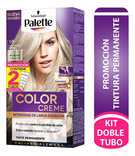 Tinte Palette Color Creme Permanente 10-1 Rubio Plata Cenizo