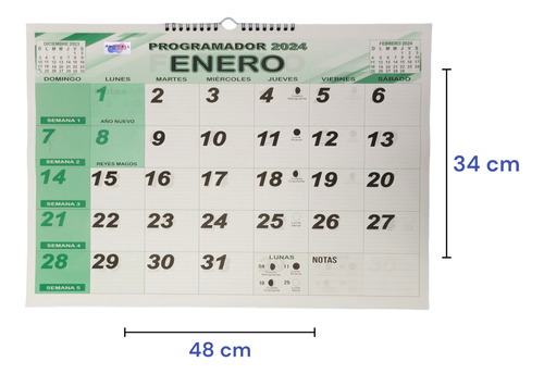  Calendario Programador 2024 Horizontal Grande 48 Cm X 34 Cm