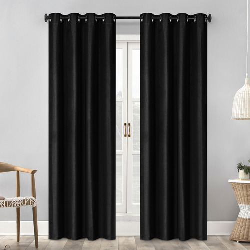 Cortina Blackout Aislamiento Termico 275 X 215 Cm 2 Piezas Color Negro