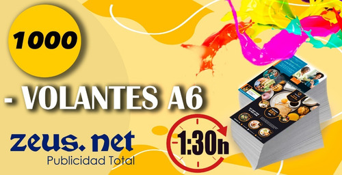 Imagen 2 de 2 de 1000 Volantes A6 Un Lado, Flyers Full Color En Una Hora