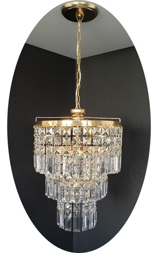 Lustre Dourado Pendente De Cristal Acrílico 30x70 Ac85