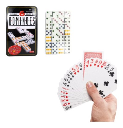 Pack Juegos De Mesa Naipe Ingles Poker + Domino De 28 Fichas